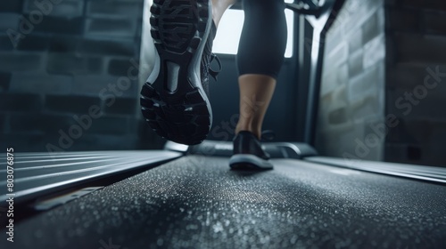 Wallpaper Mural Close up shot of woman leg running in a gym on a treadmill for exercise. fitness and healthy lifestyle concept Torontodigital.ca