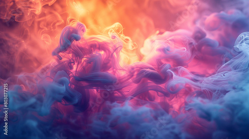 Psychedelic plumes of colored smoke twisting and morphing