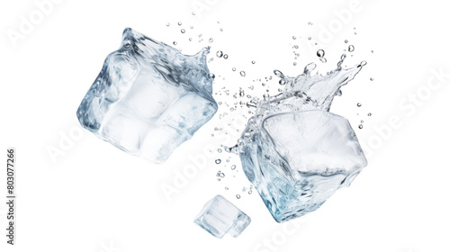 ice cubes isolated on white background. Transparent background or PNG file. 