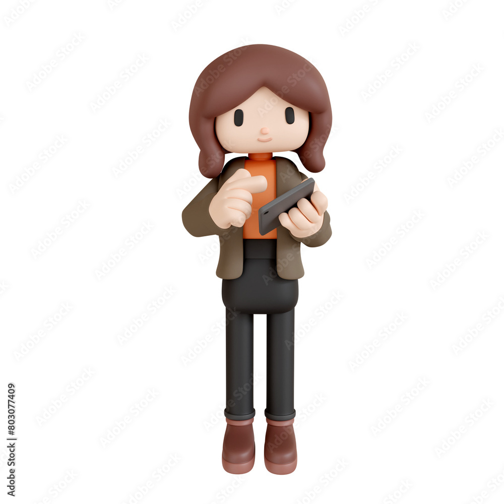 3d rendering a woman using a tablet transparent 3d rendering a woman using a tablet transparent
