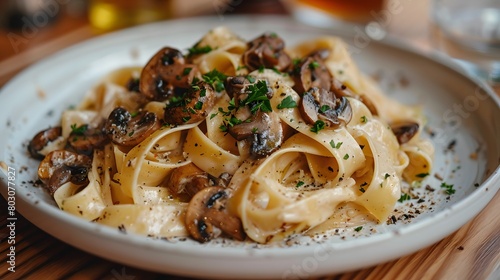 a pappardelle with grilled wild mushroom sauce, 