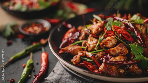 A plate of delicious and spicy Hunan dishes fried
