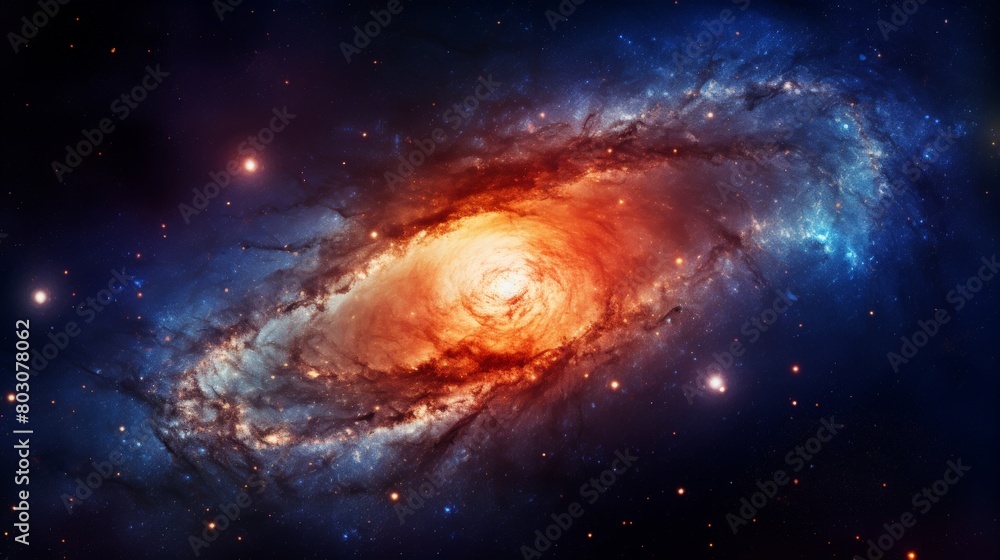 A spiral galaxy, isolated black background