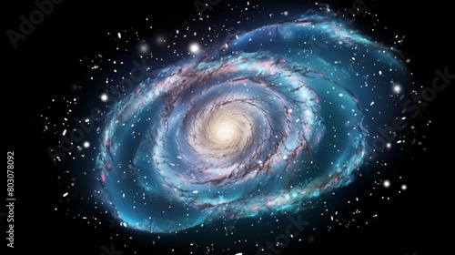 A spiral galaxy, isolated black background