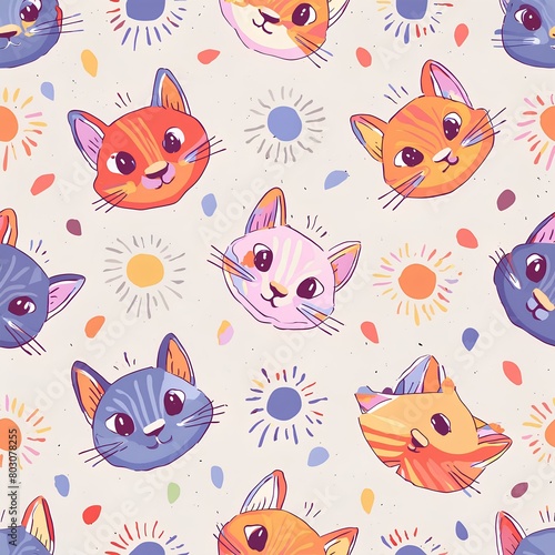 seamless pattern with and sun