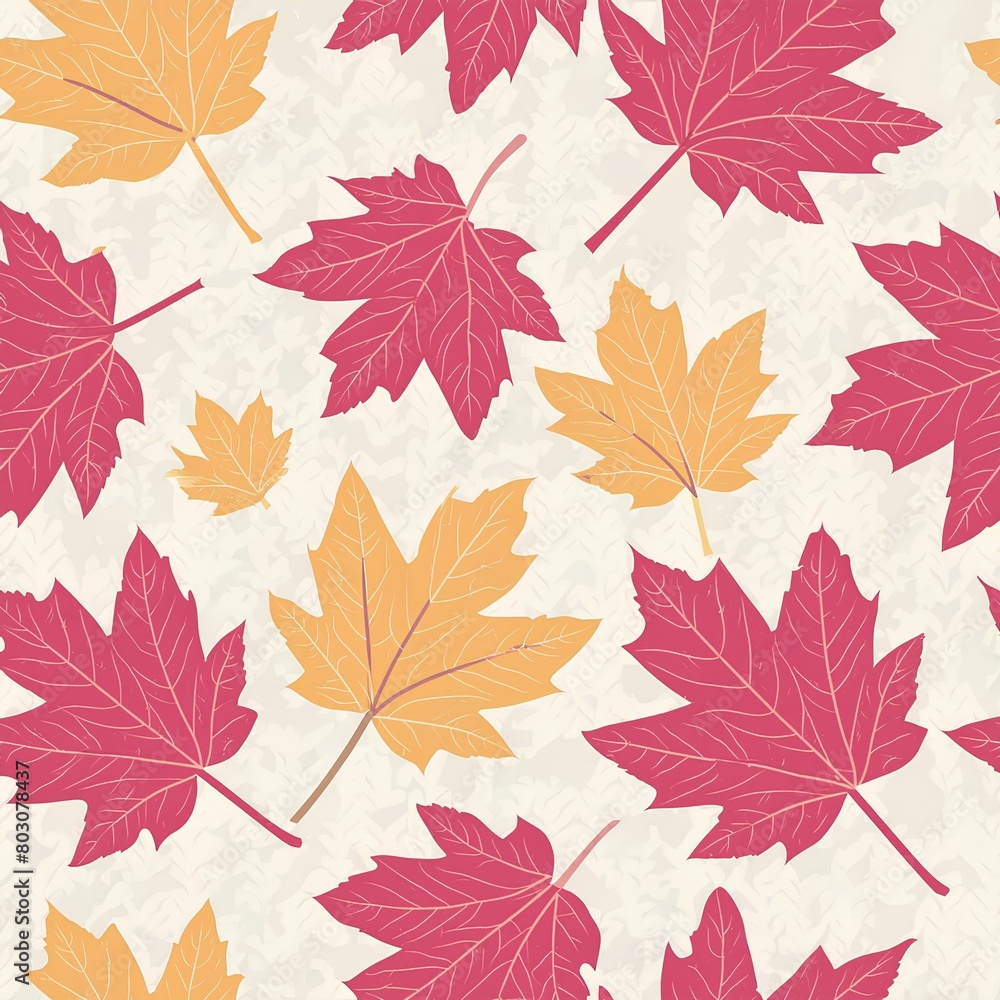 seamless pattern with autumn leaves  red and yellow color