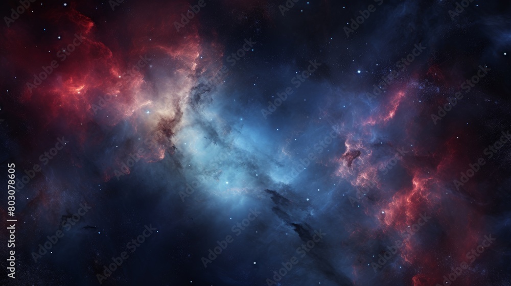 Fototapeta premium A nebula in outer space with blue and red hues