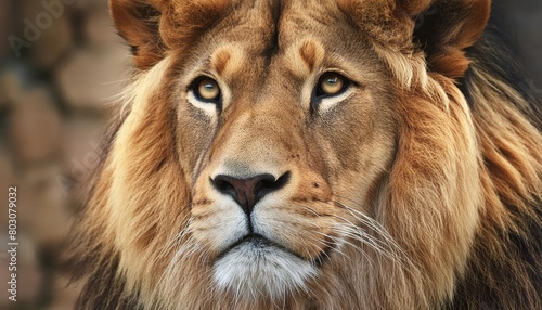 close up of male lion with mane , generated by AI