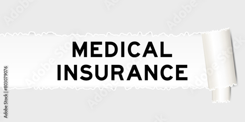 Ripped gray paper background that have word medical insurance under torn part