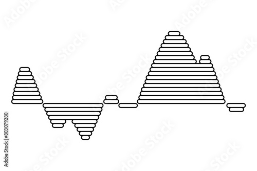Sound wave. Audio digital equalizer technology, musical pulse vector Illustration. Voice line waveform or volume level symbol. Curve radio wave