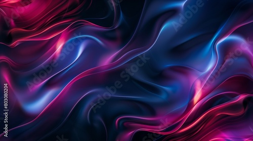 Vibrant abstract image featuring flowing waves of blue and pink with glowing highlights.