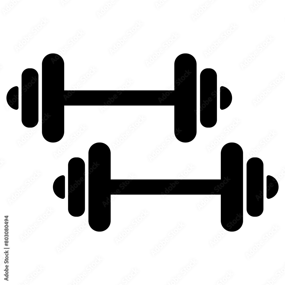 Illustration depicting black dumbbells for sports on a white background Illustration depicting black dumbbells for sports on a white background