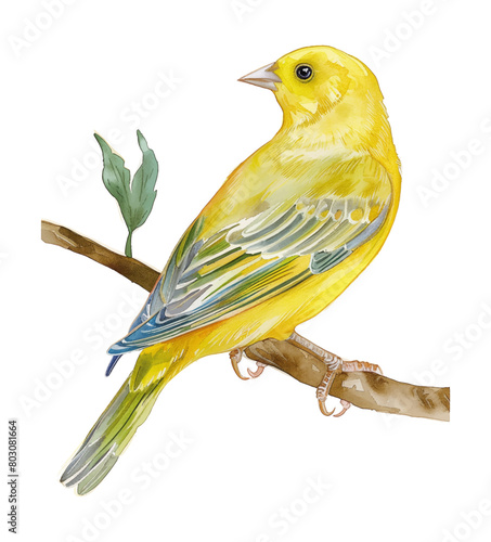 yellow canary watercolor digital painting good quality