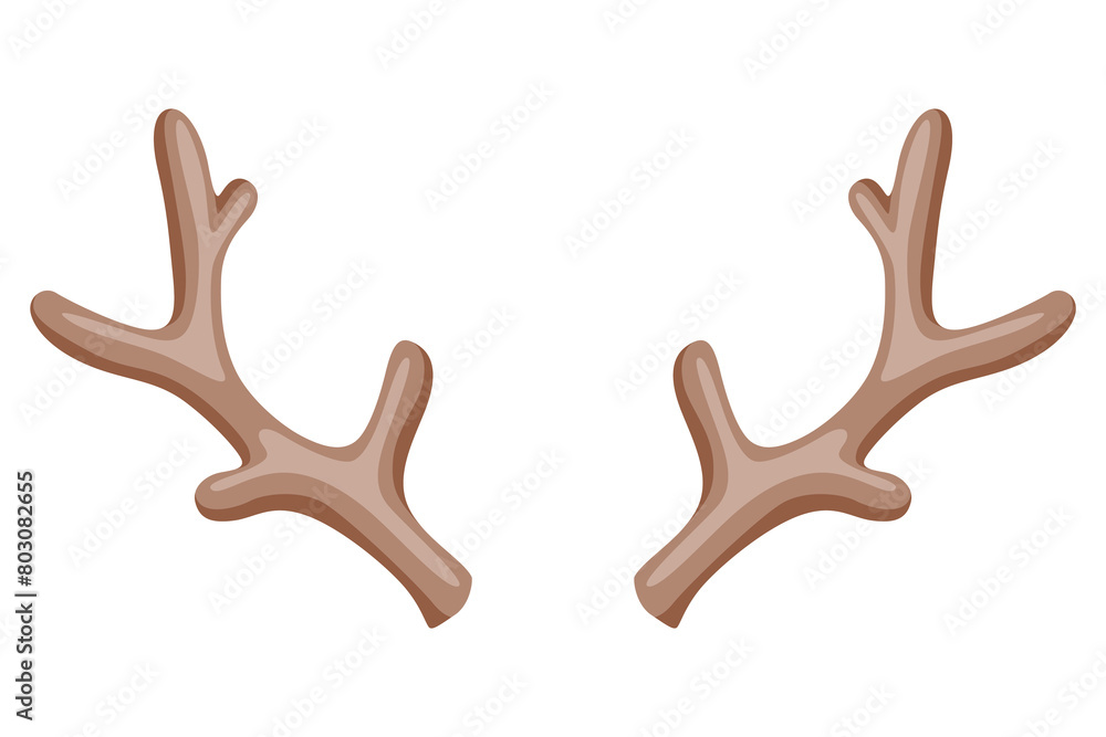 Obraz premium Horns. Hunting trophy. Vector horned wild animal. Pairs of antlers. Vector illustration of hunted animal, wildlife decoration concept