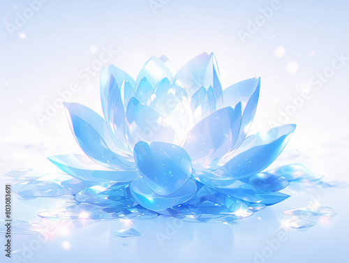 3D cartoon transparent glass material lotus lotus flower icon
