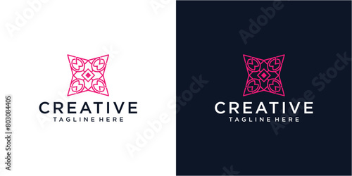 Abstract floral beauty spa logo design template.