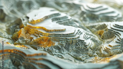 Detailed digital elevation model showcasing varied terrain colors and textures photo