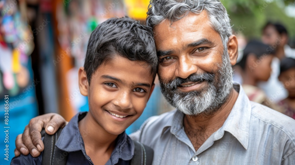 Smiling Grandfather and Grandson Enjoying Quality Time Together Outdoors Smiling Grandfather and Grandson Enjoying Quality Time Together Outdoors