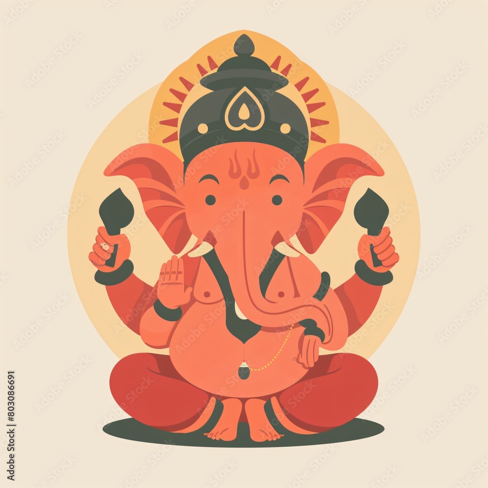 illustration of Lord Ganesha sitting with a simple design illustration of Lord Ganesha sitting with a simple design