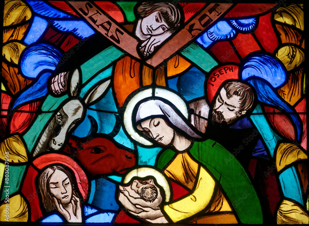 Birth of Jesus in the Nativity Scene. Naissance de Jésus dans la crêche. Annecy France
