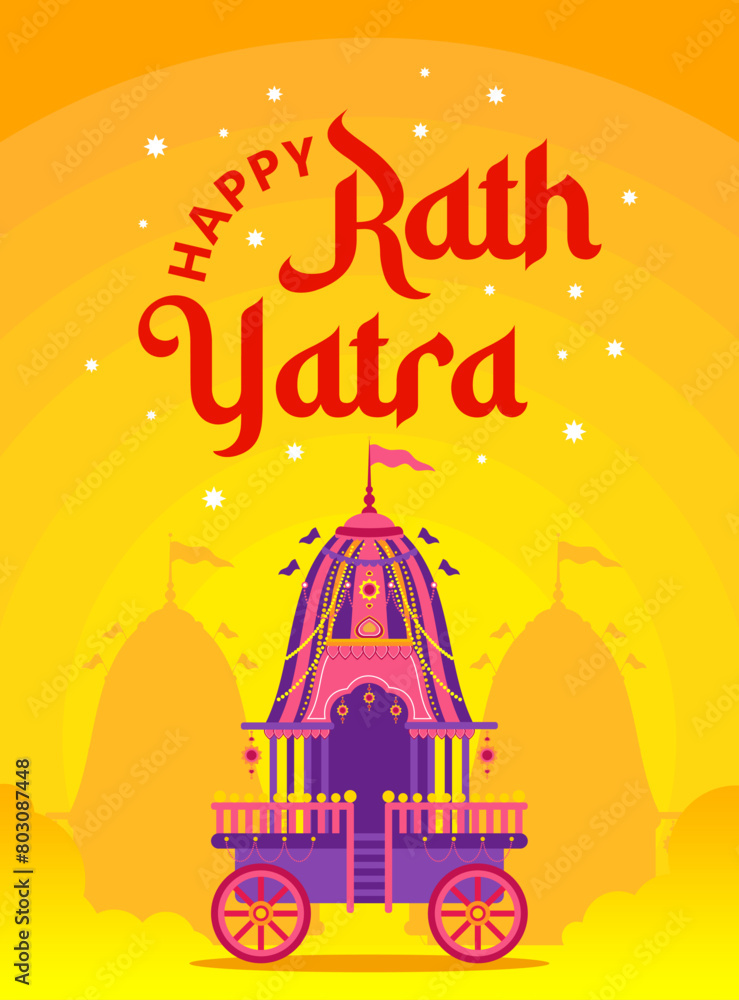 Flat rath yatra banner gold pattern illustration