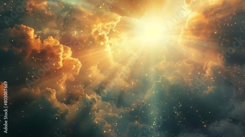 divine light shining from heaven spiritual awakening visualization ethereal digital art illustration