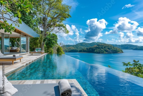 Modern Luxury Forest Home with Infinity Pool, Outdoor Living Space, Stylish Design, Natural Scenery, Sustainable Architecture © Bernardo