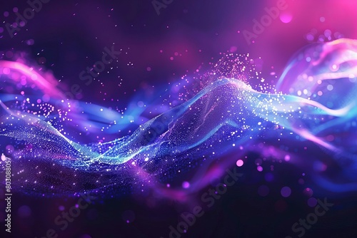 abstract blue and purple particle wave flowing digital background futuristic wallpaper design