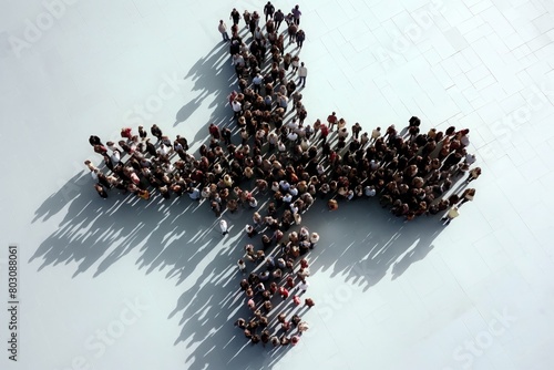 Aerial view of a crowd grou...