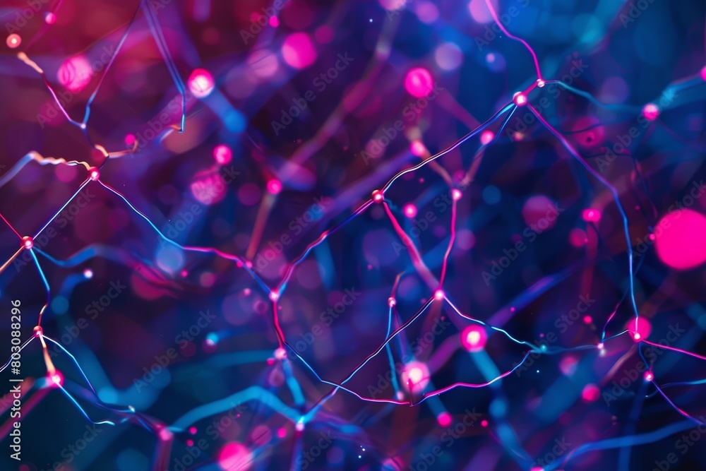 Science Background Color Punk Abstract Science Background: Molecular Structure with Glowing Nodes ...