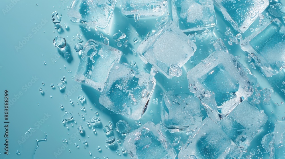 ice cubes isolated on blue background ice cubes isolated on blue background