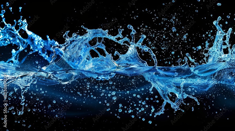 dynamic water splash silhouette vivid blue liquid abstract cutout design