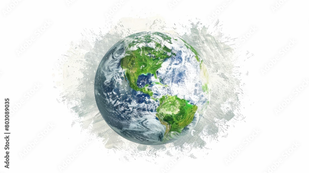 earth day concept illustration featuring a green planet earth on a white background symbolizing environmental awareness and conservation digital illustration earth day concept illustration featuring a green planet earth on a white background symbolizing environmental awareness and conservation digital illustration