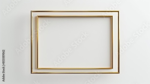 elegant double line golden rectangle frame isolated on white background luxurious border design in 45 aspect ratio digital illustration