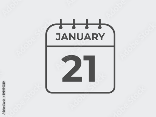 january 21 calendar reminder. 21 january daily calendar icon template. Calendar 21 january icon Design template. Vector illustration
