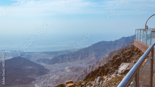 Jebel jais mountain, Majestic Rocky Mountains Under Clear Blue Sky During a Sunny Day photo