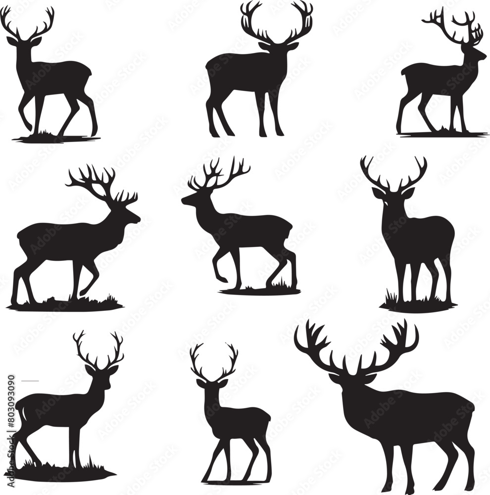 Deer silhouette illustration. Deer icon vector. Deer silhouette illustration. Deer icon vector.