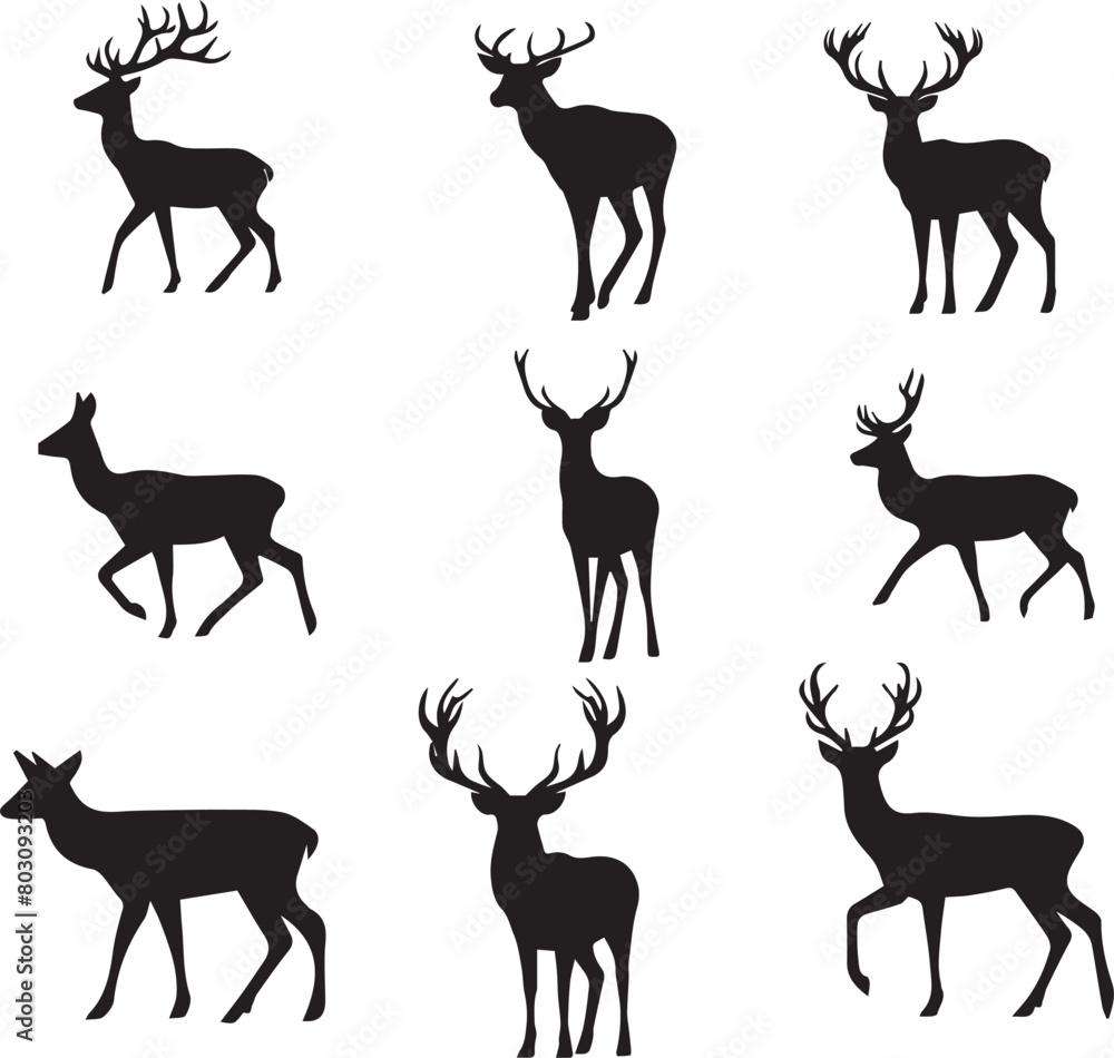 Deer silhouette illustration. Deer icon vector. Deer silhouette illustration. Deer icon vector.