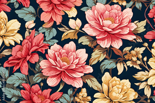 Vibrant Multicolored Reflections in Floral Pattern Background
