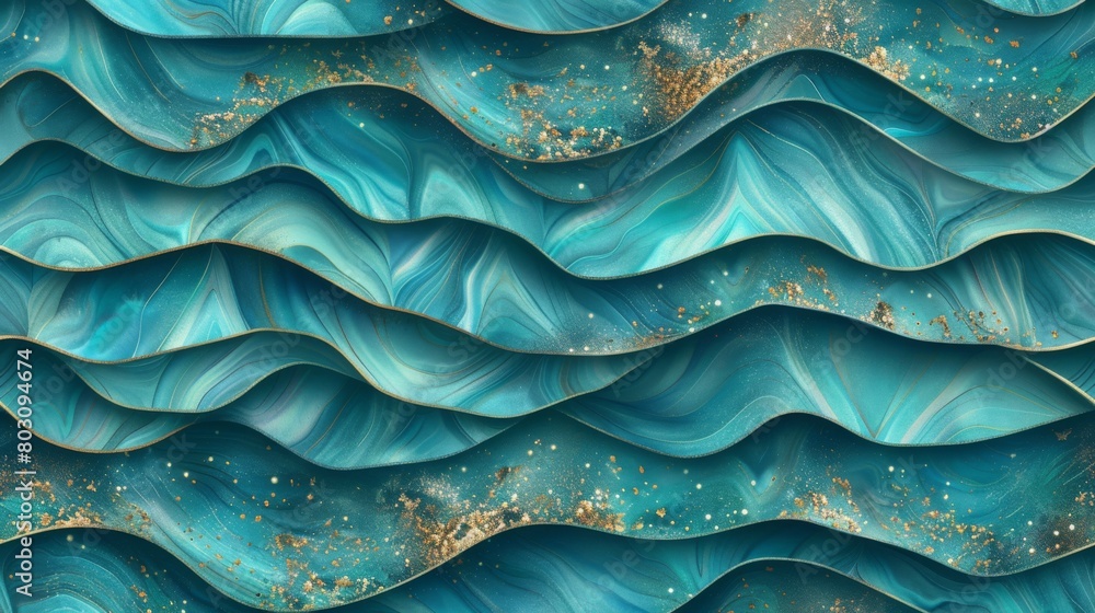 Abstract Ocean Waves with Golden Flecks Wallpaper Design Abstract Ocean Waves with Golden Flecks Wallpaper Design