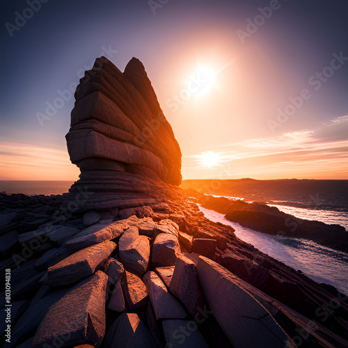 rocky mountain at sunset photo