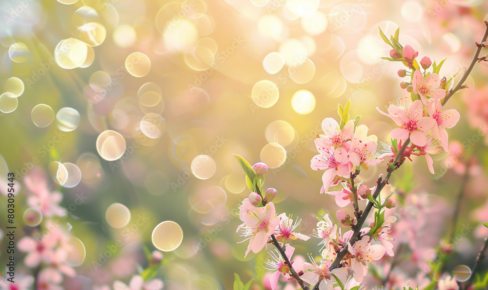 Spring Blossom - A Vibrant Display of  Colorful Flowers  with Bokeh Background