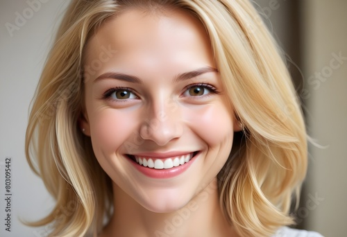 Portrait of a young beautiful charming woman smiling on a clean background