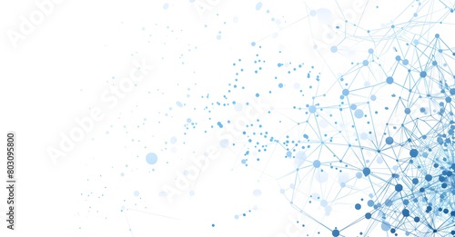 Abstract background with connected dots and lines, representing a global network concept, in a vector illustration on a white backdrop Blue color is used for an internet connection design, as a digita