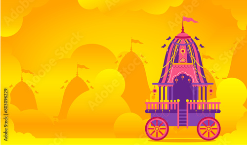 Flat rath yatra banner background yellow and orange illustration
