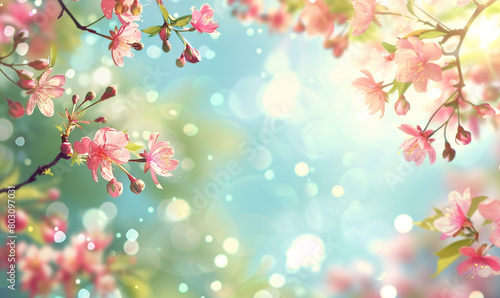 Spring Blossom - A Vibrant Display of  Colorful Flowers  with Bokeh Background © Aris