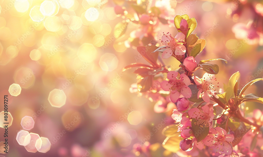 Spring Blossom - A Vibrant Display of Colorful Flowers with Bokeh Background Spring Blossom - A Vibrant Display of Colorful Flowers with Bokeh Background