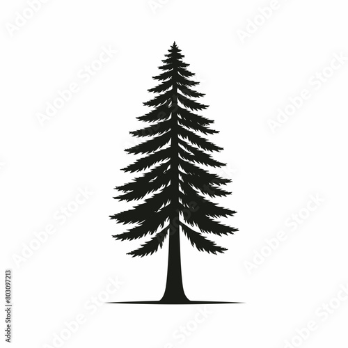 Redwood tree silhouette vector illustration white background