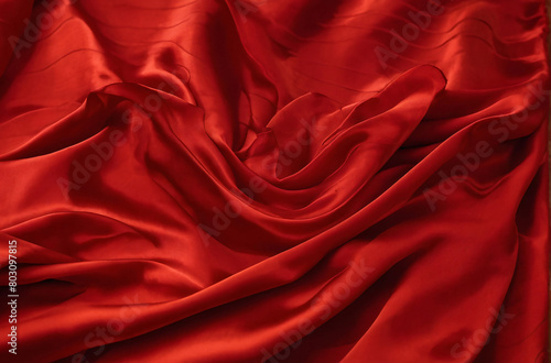 Capturing Elegance: A Close-up View of Luxurious Rippled Red Silk Fabric, Evoking Beauty and Sophistication, Perfect as an Abstract Background. ai generated