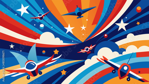 A dynamic display of vibrant colors and intricate formations as drones weave through the sky to create a moving tribute to the brave men and women who. Vector illustration